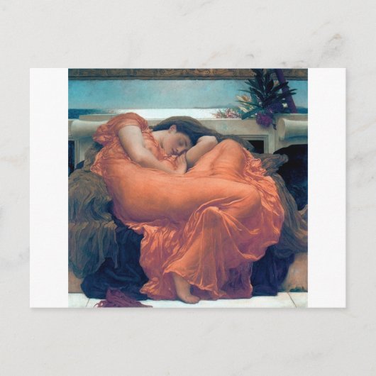 燃える6月の女性オレンジドレ絵画ス ポストカード (正面)