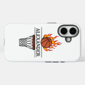 燃えろ!パーソナライズされた火バスケットボールキッズエプロン Case-Mate iPhoneケース (裏面 (横))