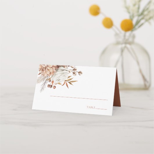 燃えエレガントたオレンジ色の水色の花 プレイスカード (正面)