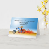 燃えカスタマイズるオートバイのハッピーバースデー カード (黄色い花)