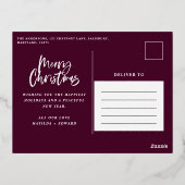 燃えモダンた葉の写真エレガントクリスマス 箔シーズンポストカード (裏面)