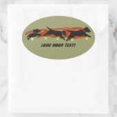 燃え上がるフライボールドッグ 楕円形シール (バッグ)