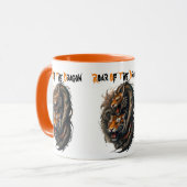燃え上がる炎：タイガー・ドラゴン・ハイブリッド マグカップ (正面左)