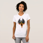 燃え上がる鳳凰　黒い部族の炎 Tシャツ (正面フル)
