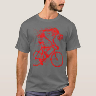 燃え不気味カッコいいる幽霊バイクもしくは自転車に乗る人メンズウーマンハロウィー Tシャツ