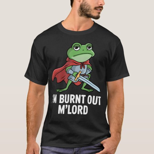 燃え尽きたM卿 おかしい 疲れた 中世 騎士 カエル Tシャツ (正面)