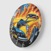 燃え改造盛る夕日の高速道路を走り抜ける ラージ壁時計 (傾斜)