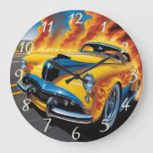 燃え改造盛る夕日の高速道路を走り抜ける ラージ壁時計 (正面)