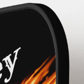 燃え火の馬のパーソナライズされたピックボールパドル ピックルボールラケット (左詳細)