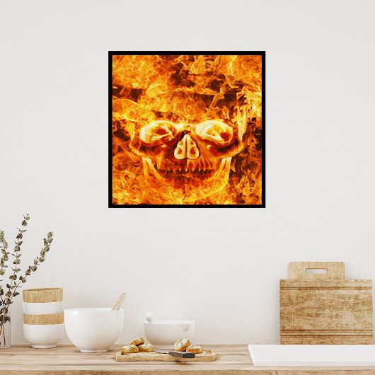 燃え火スカル ポスター (キッチン)