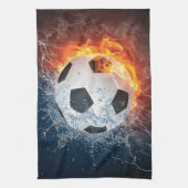 燃え盛りサッカー/サッカーボール装飾用クッション キッチンタオル (縦)