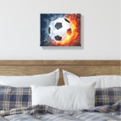 燃え盛りサッカー/サッカーボール装飾用クッション キャンバスプリント (インサイチュ (寝室))