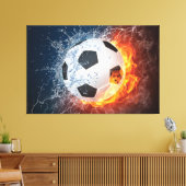 燃え盛りサッカー/サッカーボール装飾用クッション キャンバスプリント (インサイチュ (リビング))