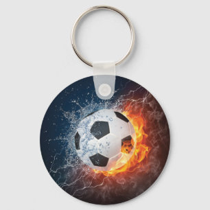 燃え盛りサッカー/サッカーボール装飾用クッション キーホルダー