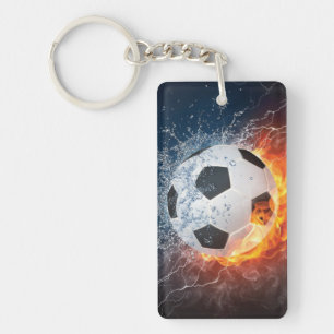 燃え盛りサッカー/サッカーボール装飾用クッション キーホルダー