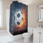 燃え盛りサッカー/サッカーボール装飾用クッション シャワーカーテン (インサイチュ)