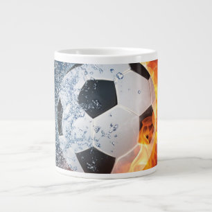 燃え盛りサッカー/サッカーボール装飾用クッション ジャンボコーヒーマグカップ