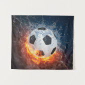 燃え盛りサッカー/サッカーボール装飾用クッション タペストリー (正面(横))