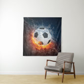 燃え盛りサッカー/サッカーボール装飾用クッション タペストリー (インサイチュ(横))