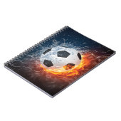 燃え盛りサッカー/サッカーボール装飾用クッション ノートブック (左側)