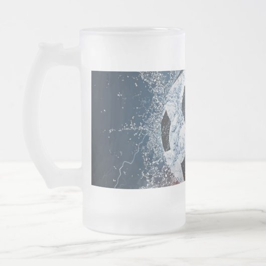 燃え盛りサッカー/サッカーボール装飾用クッション フロストグラスビールジョッキ (左)