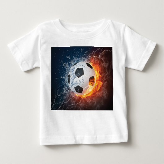 燃え盛りサッカー/サッカーボール装飾用クッション ベビーTシャツ (正面)