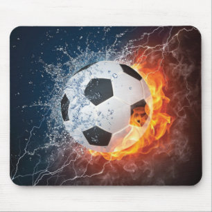 燃え盛りサッカー/サッカーボール装飾用クッション マウスパッド