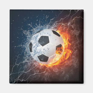 燃え盛りサッカー/サッカーボール装飾用クッション マグネット