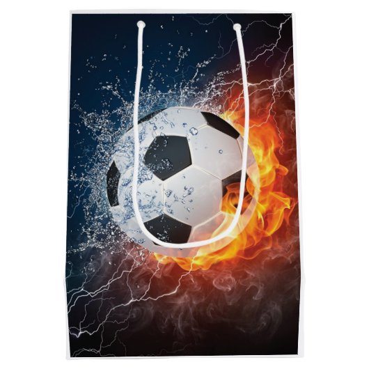 燃え盛りサッカー/サッカーボール装飾用クッション ミディアムペーパーバッグ (裏面)