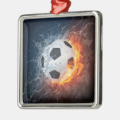 燃え盛りサッカー/サッカーボール装飾用クッション メタルオーナメント (左)