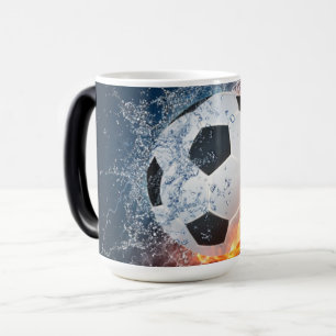 燃え盛りサッカー/サッカーボール装飾用クッション モーフィングマグカップ