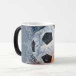 燃え盛りサッカー/サッカーボール装飾用クッション モーフィングマグカップ<br><div class="desc">燃えるサッカー/サッカーボール</div>