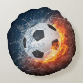 燃え盛りサッカー/サッカーボール装飾用クッション ラウンドクッション (裏面)