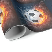 燃え盛りサッカー/サッカーボール装飾用クッション ラッピングペーパー (ロールコーナー)