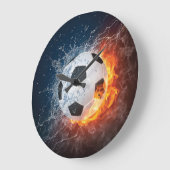 燃え盛りサッカー/サッカーボール装飾用クッション ラージ壁時計 (傾斜)