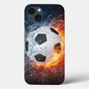 燃え盛りサッカー/サッカーボール装飾用クッション iPhone 13ケース