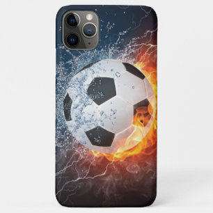 燃え盛りサッカー/サッカーボール装飾用クッション iPhone 11 PRO MAXケース