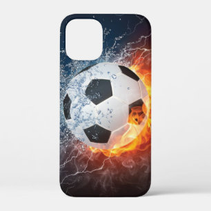 燃え盛りサッカー/サッカーボール装飾用クッション iPhone 12 MINI ケース
