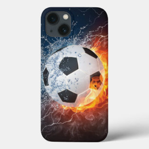 燃え盛りサッカー/サッカーボール装飾用クッション iPhone 13ケース