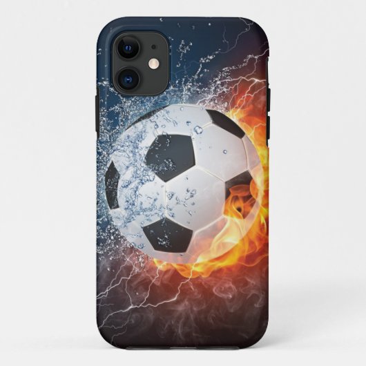 燃え盛りサッカー/サッカーボール装飾用クッション Case-Mate iPhoneケース (裏面)