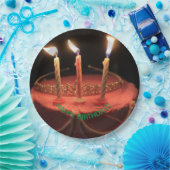 燃え盛るキャンドルお誕生日ケーキ紙プレート ペーパープレート (パーティー)