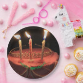 燃え盛るキャンドルお誕生日ケーキ紙プレート ペーパープレート (パーティー)