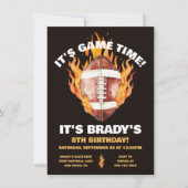 燃え盛るサッカーの誕生日パーティー 招待状 (正面)