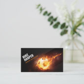 燃え盛るサッカーボール |サッカーの贈り物 名刺 (スタンド正面)