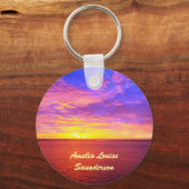 燃え盛るサンセットキパーソナライズされたーチェーン キーホルダー (正面)
