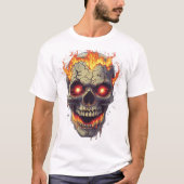 燃え盛るドクロの地獄 Tシャツ (正面)