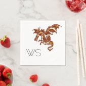 燃え盛るドラゴンモノグラム スタンダードカクテルナプキン (インサイチュ)