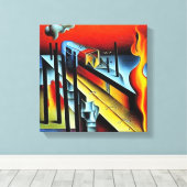 燃え盛る列車 キャンバスプリント (インサイチュ (ウッドフロア))