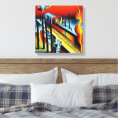 燃え盛る列車 キャンバスプリント (インサイチュ (寝室))