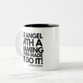 燃え盛る剣の天使が俺にやってきた! ツートーンマグカップ (正面左)